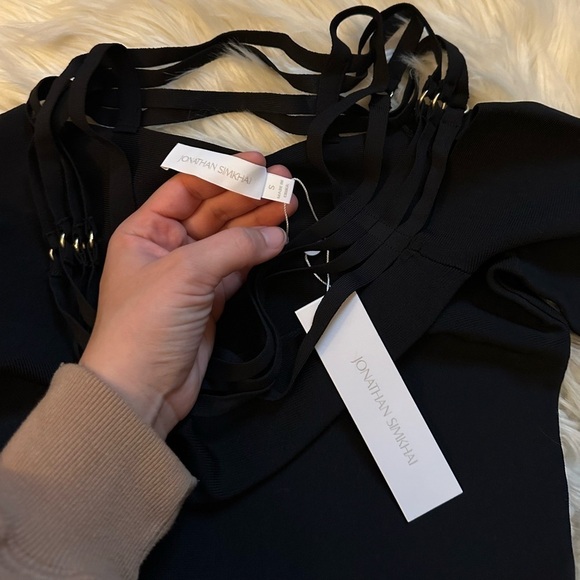 JONATHAN SIMKHAI Sarah Rib Halter Top In Black - Picture 4 of 4